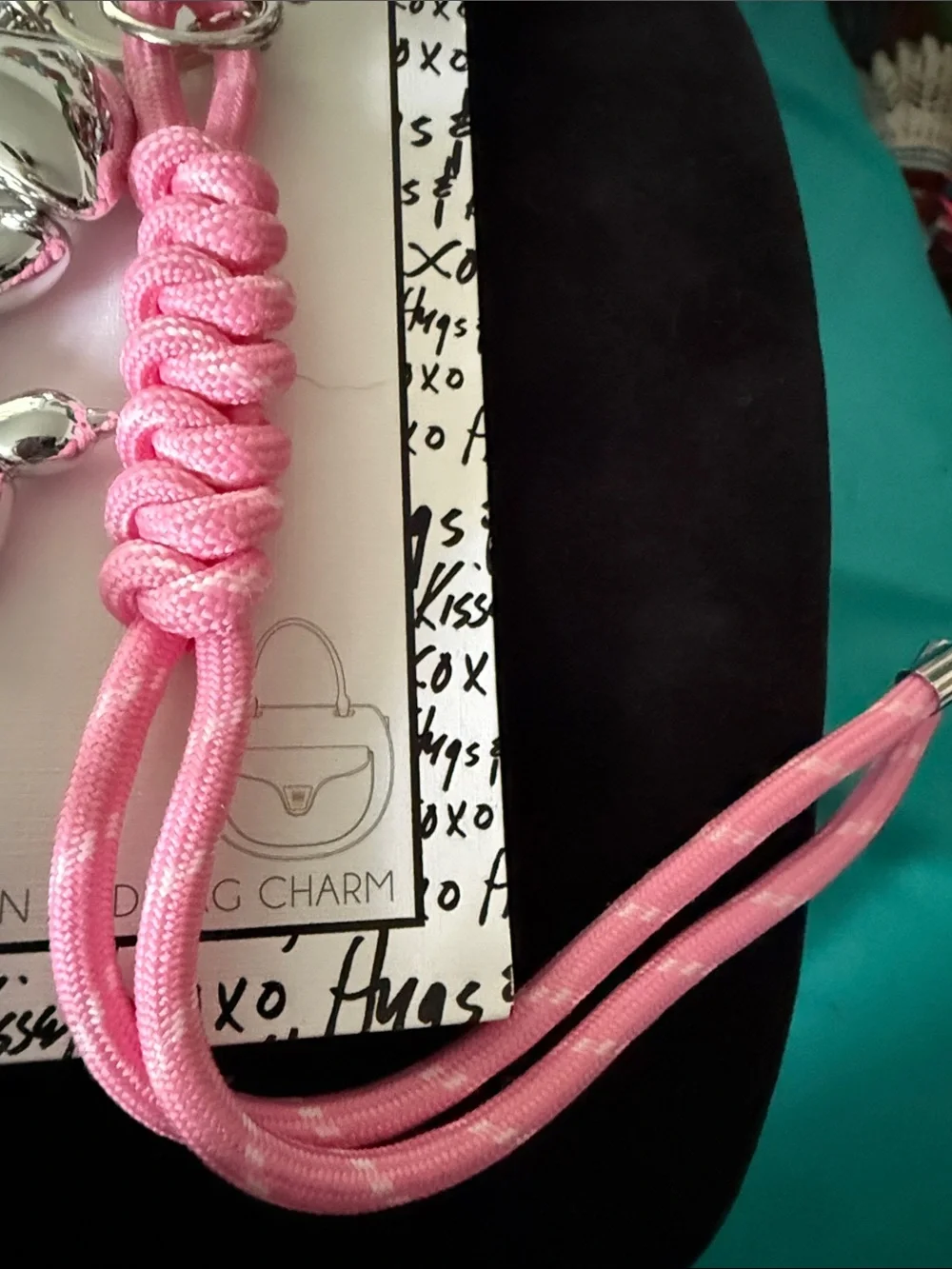 XOXO Pink Sneaker & Silver Balloon Dog Keychain & Purse charm 12”